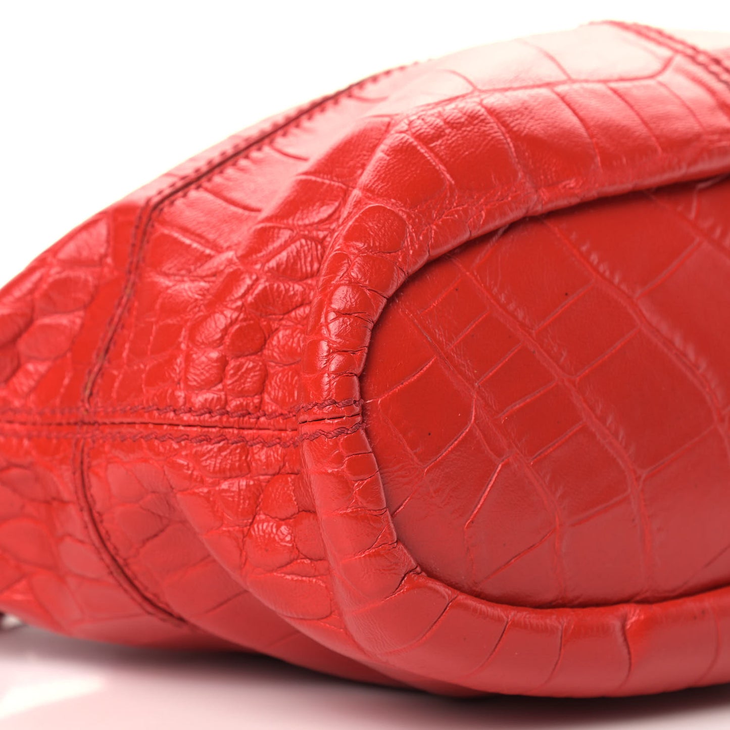 Calfskin Crocodile Embossed Micro Nightingale Red