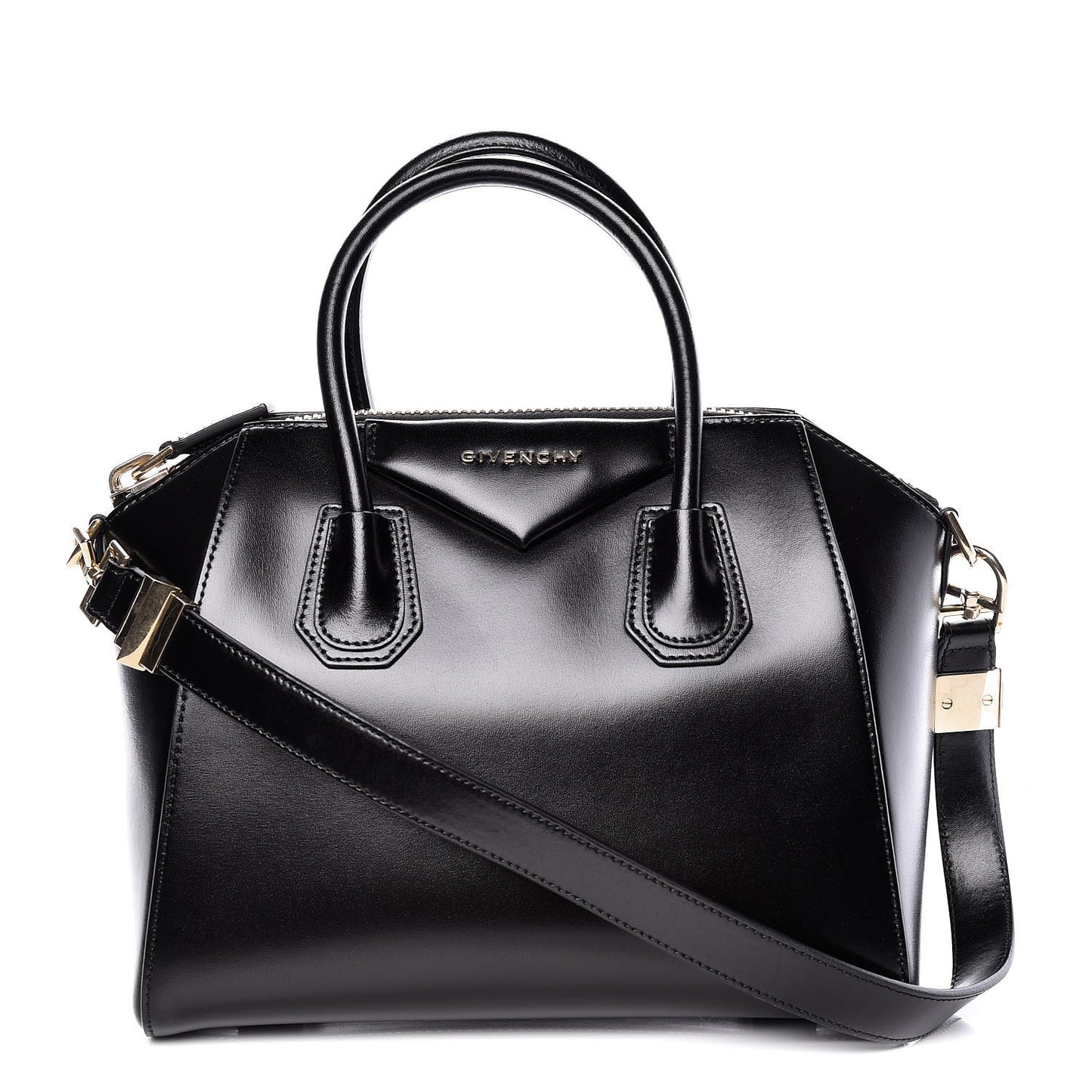 Shiny Lord Calfskin Small Antigona Black