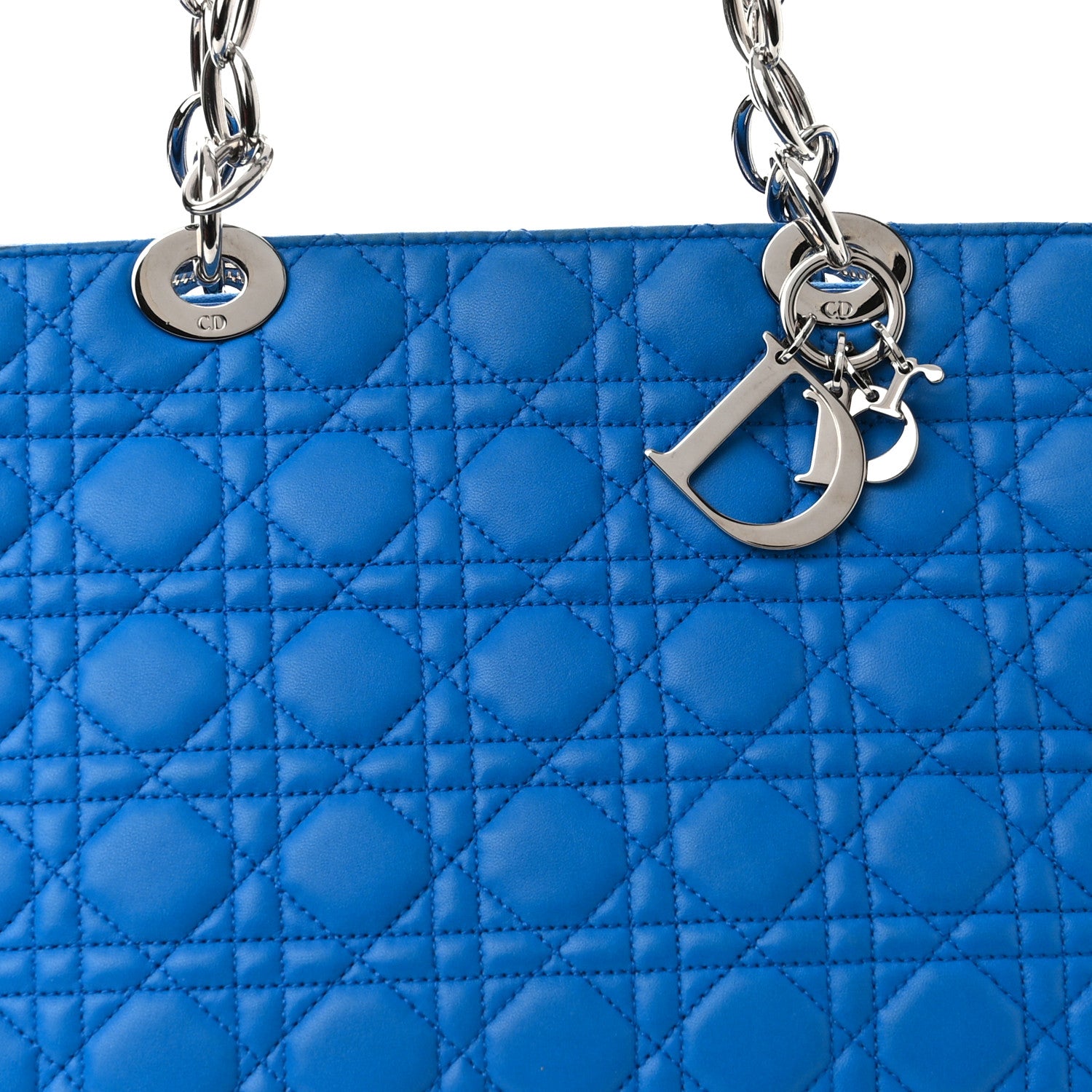Christian Dior Lambskin Cannage Large Dior Soft Shopping Tote Blue