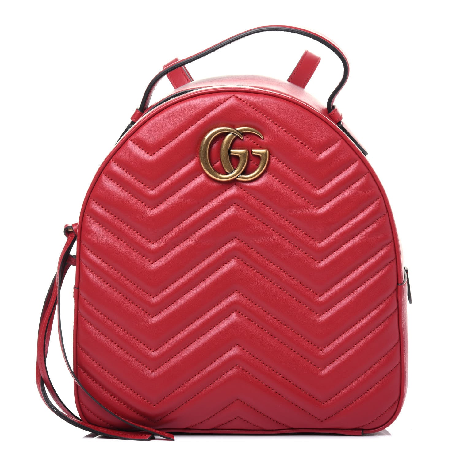 Gucci Calfskin Matelasse GG Marmont Dome Backpack Hibiscus Red 1 of 14