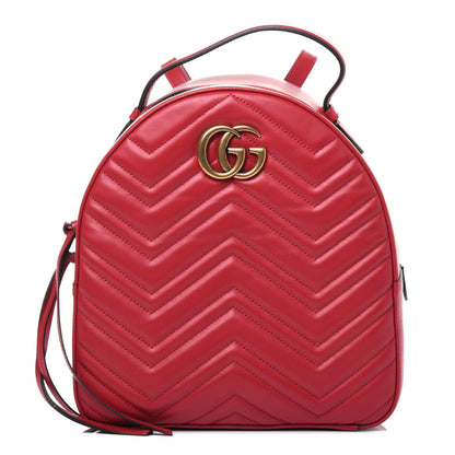 Gucci Calfskin Matelasse GG Marmont Dome Backpack Hibiscus Red 1 of 14