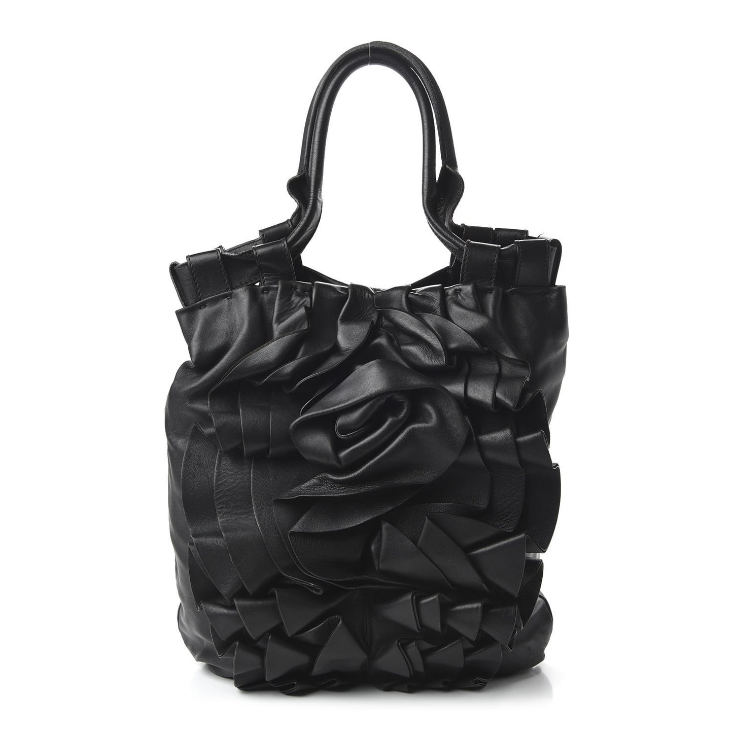 Nappa Pleated Tote Black