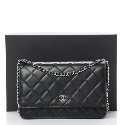 Chanel Lambskin Quilted Wallet On Chain WOC Black 15 of 15
