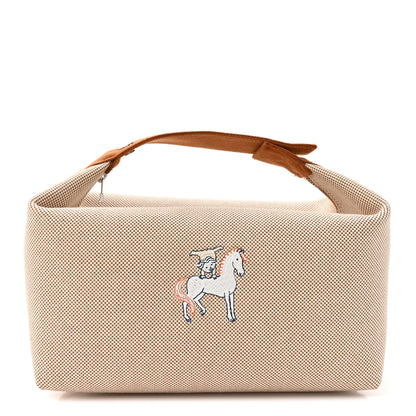 Hermes Canvas Large Bride-A-Brac Cabriole Case Biscuit 1 of 11