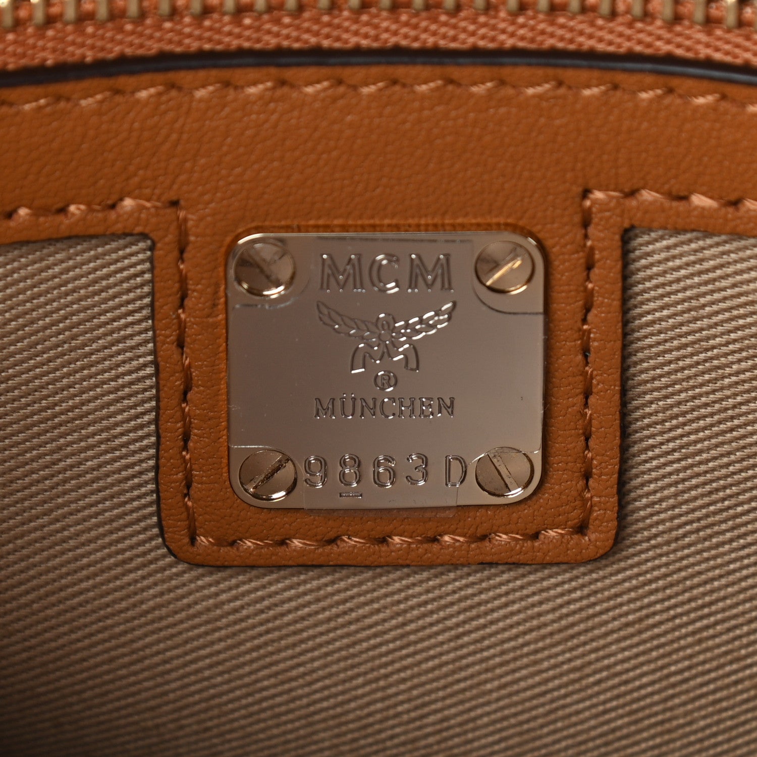 MCM Metallic Visetos Medium Millie Crossbody Bag Berlin Gold 6 of 10