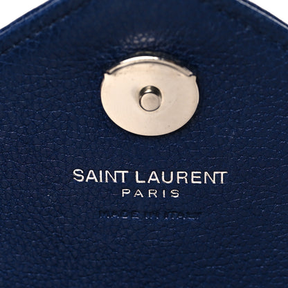 Saint Laurent Sheepskin Matelasse Chevron Monogram College Chain Wallet Medium Blue 6 of 11