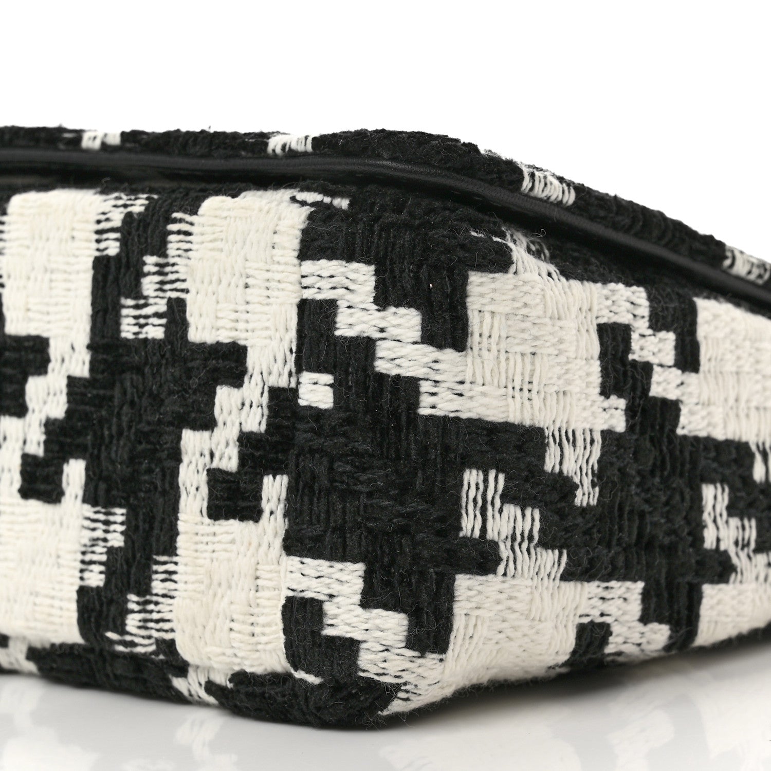 Christian Dior Tweed Macro Houndstooth Small Caro Bag Black White 8 of 8