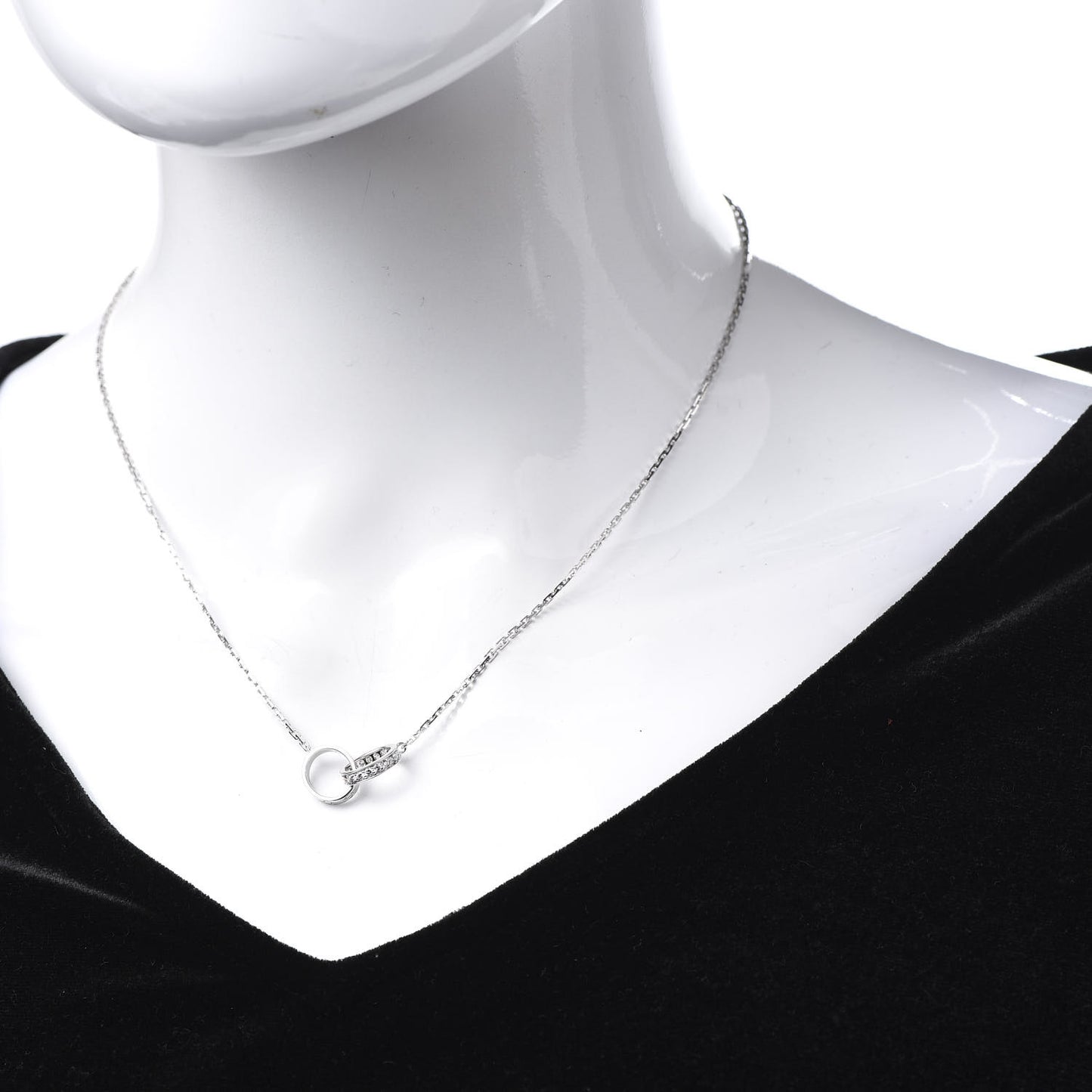18K White Gold Diamond Interlocking LOVE Necklace