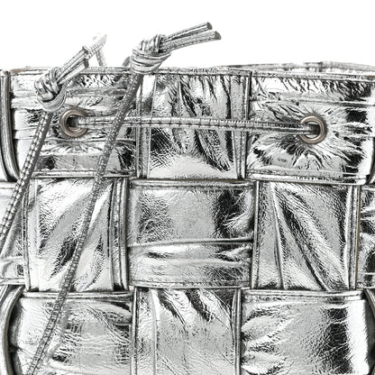 Bottega Veneta Metallic Calfskin Intrecciato Foulard Bucket Bag Silver 7 of 10