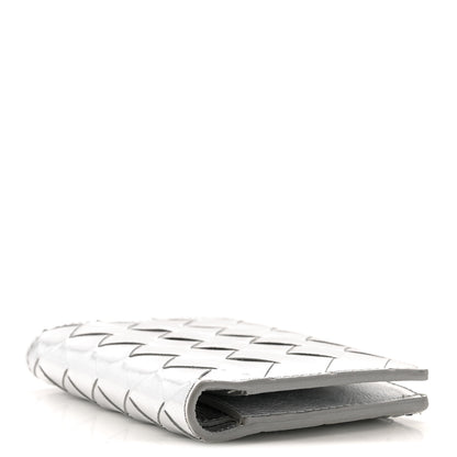 Bottega Veneta Metallic Calfskin Intrecciato Bifold Zip Wallet Silver 4 of 11