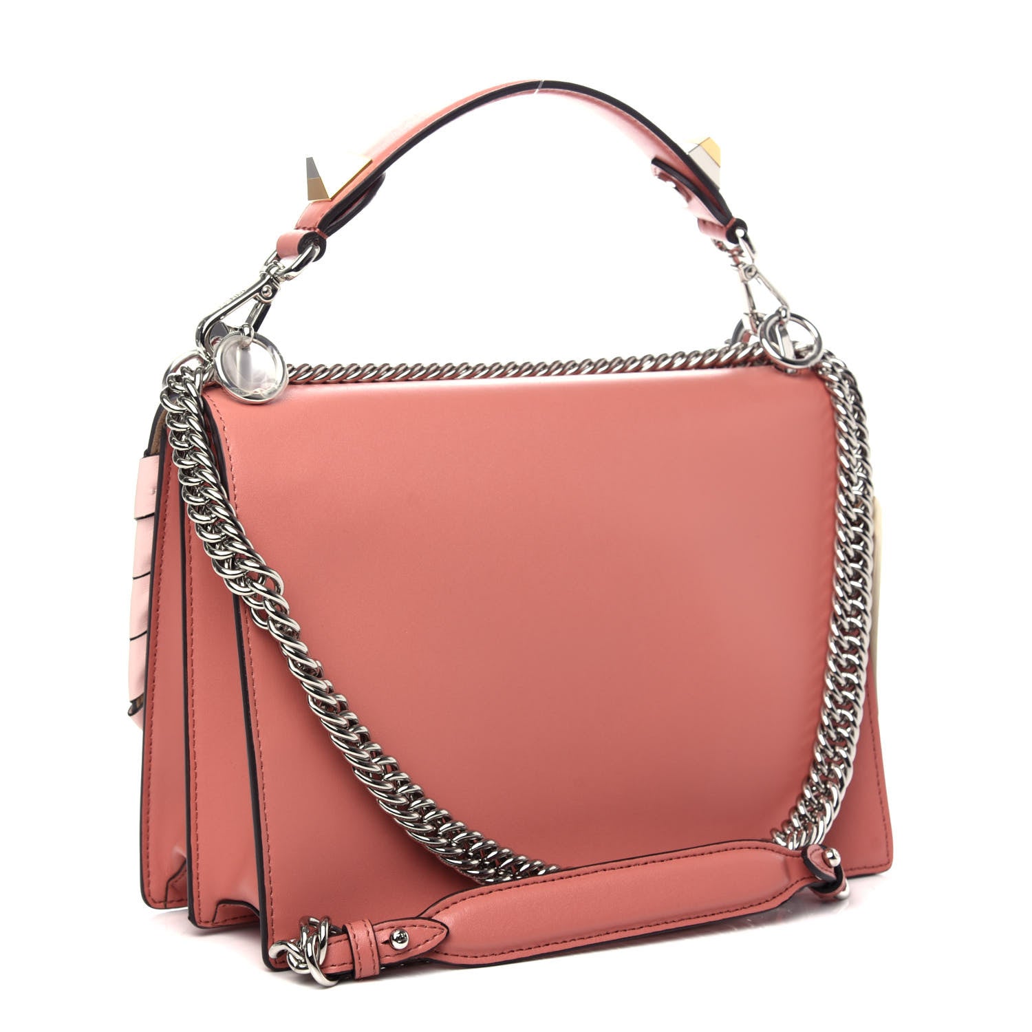 Fendi Vitello Liberty Shiny Nappa Lace Up Bow Kan I Shoulder Bag Macaron Confetto 3 of 10
