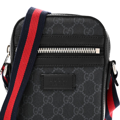 Gucci GG Supreme Monogram Appia Calfskin Web Small Camera Messenger Bag Black Grey 8 of 10