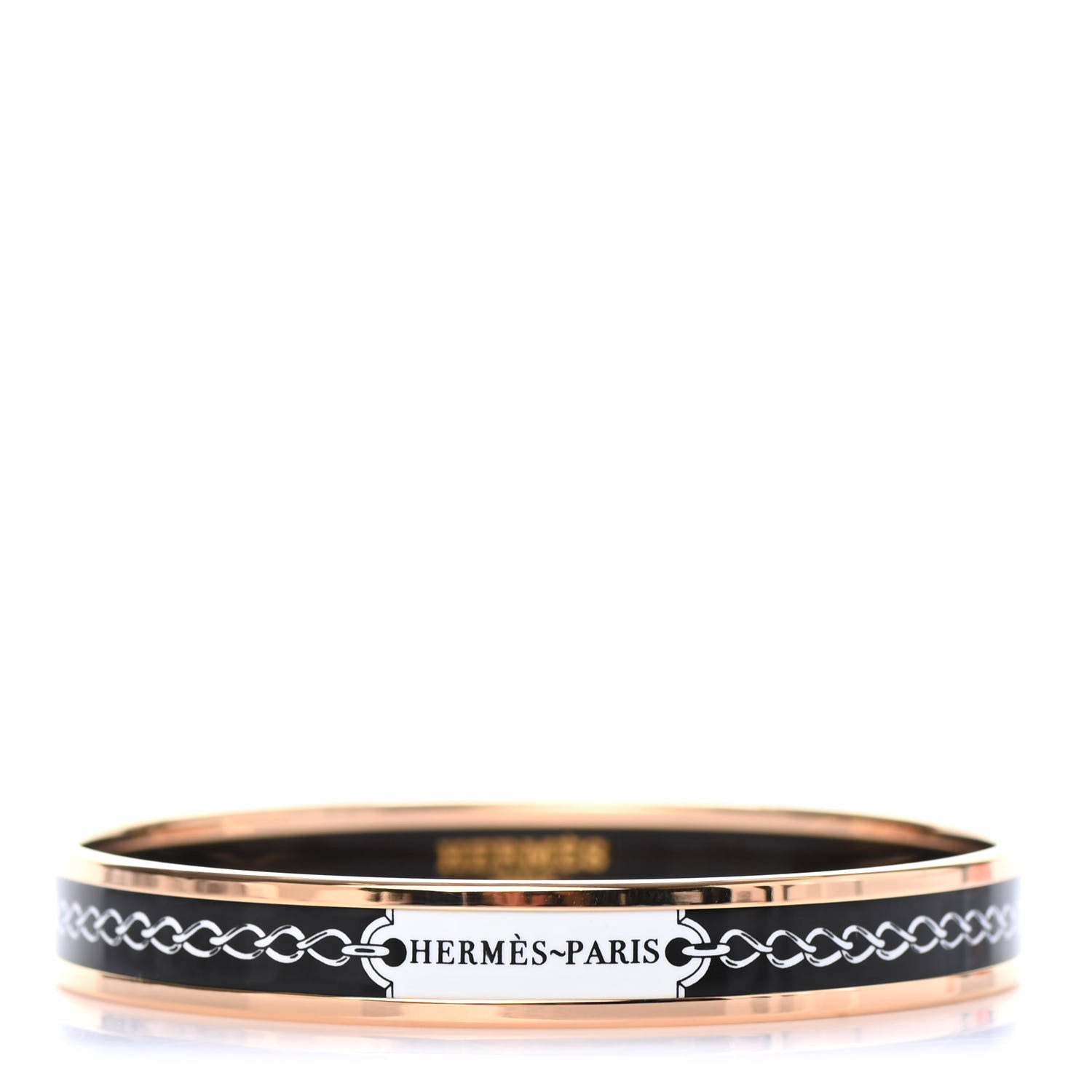 Hermes Enamel Narrow Printed Chain D Ancre Bracelet 70 Black 1 of 4
