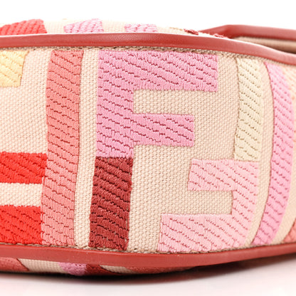 Fendi Canvas Vitello King FF Embroidered Baguette Rosa Quarzo Bloody Mary Multicolor 10 of 10