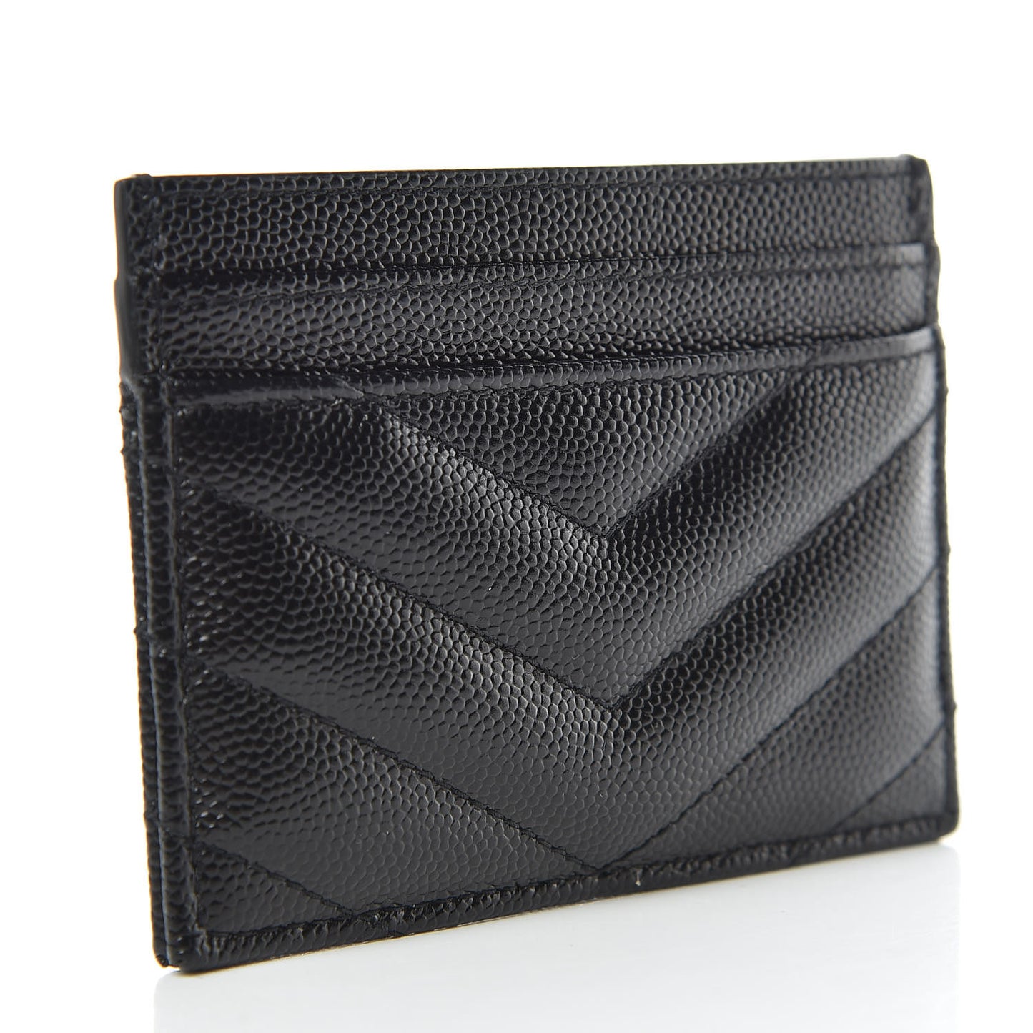 Grain De Poudre Matelasse Chevron Monogram Credit Card Case Black