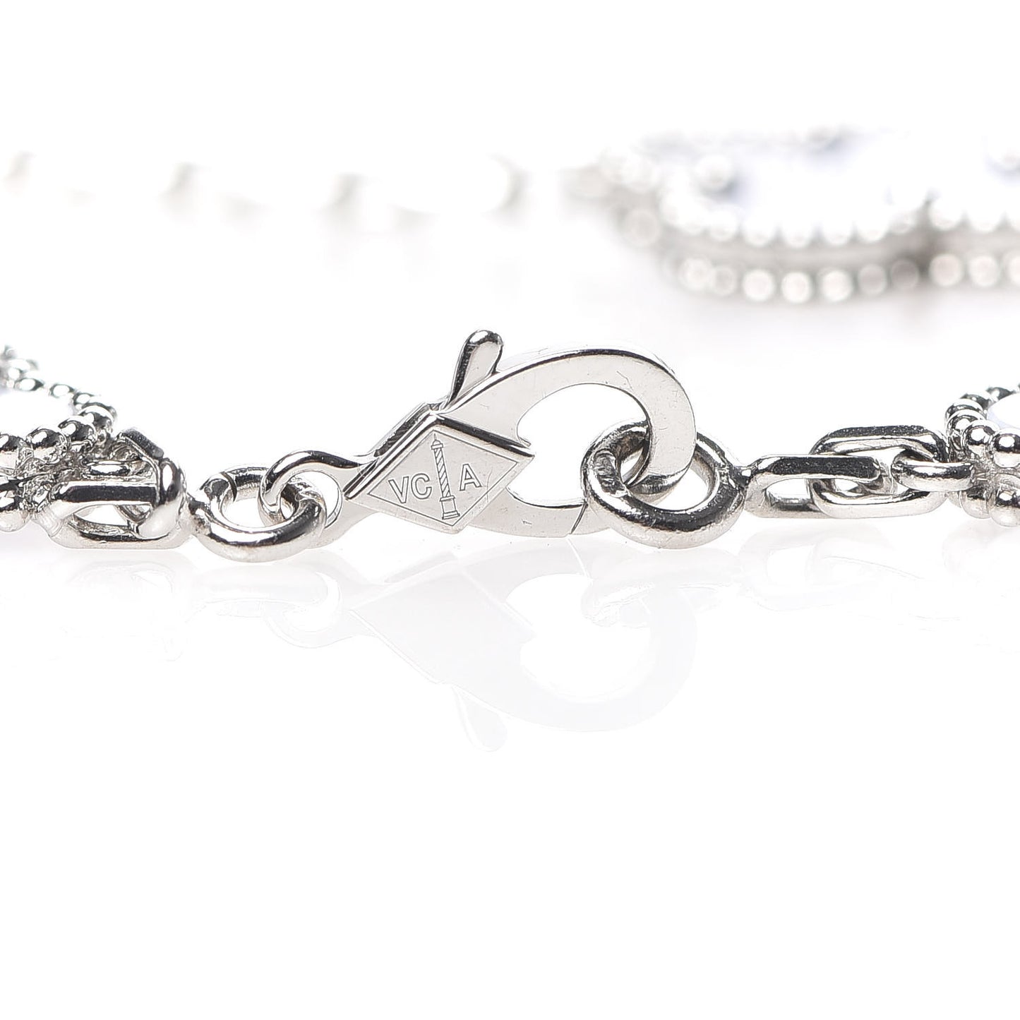 18K White Gold Chalcedony 5 Motifs Vintage Alhambra Bracelet
