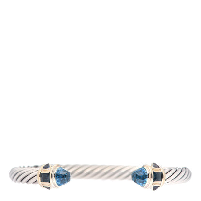 David Yurman Sterling Silver 14K White Gold Topaz Hampton Blue Topaz Iolite 7mm Cable Renaissance Bracelet 1 of 4