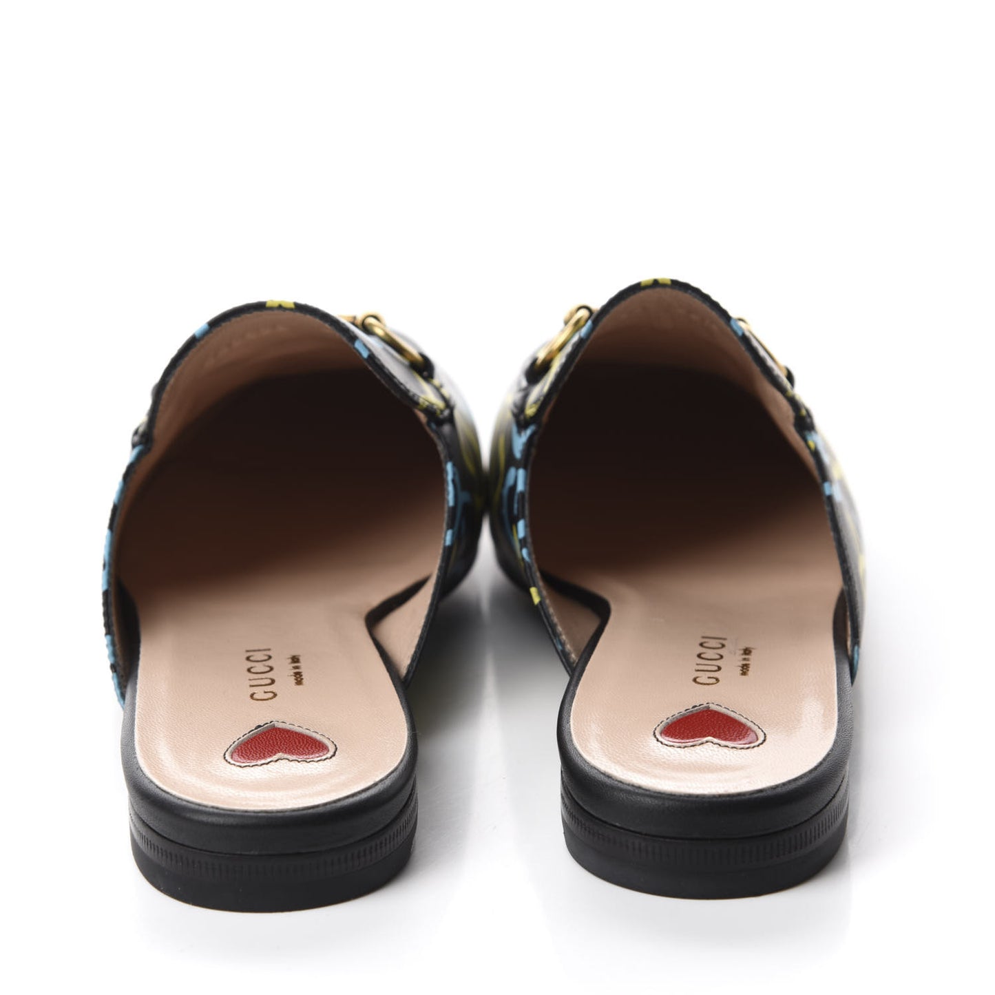Calfskin GucciGhost Print Womens Princetown Slippers 36.5 Black New Acquamarine