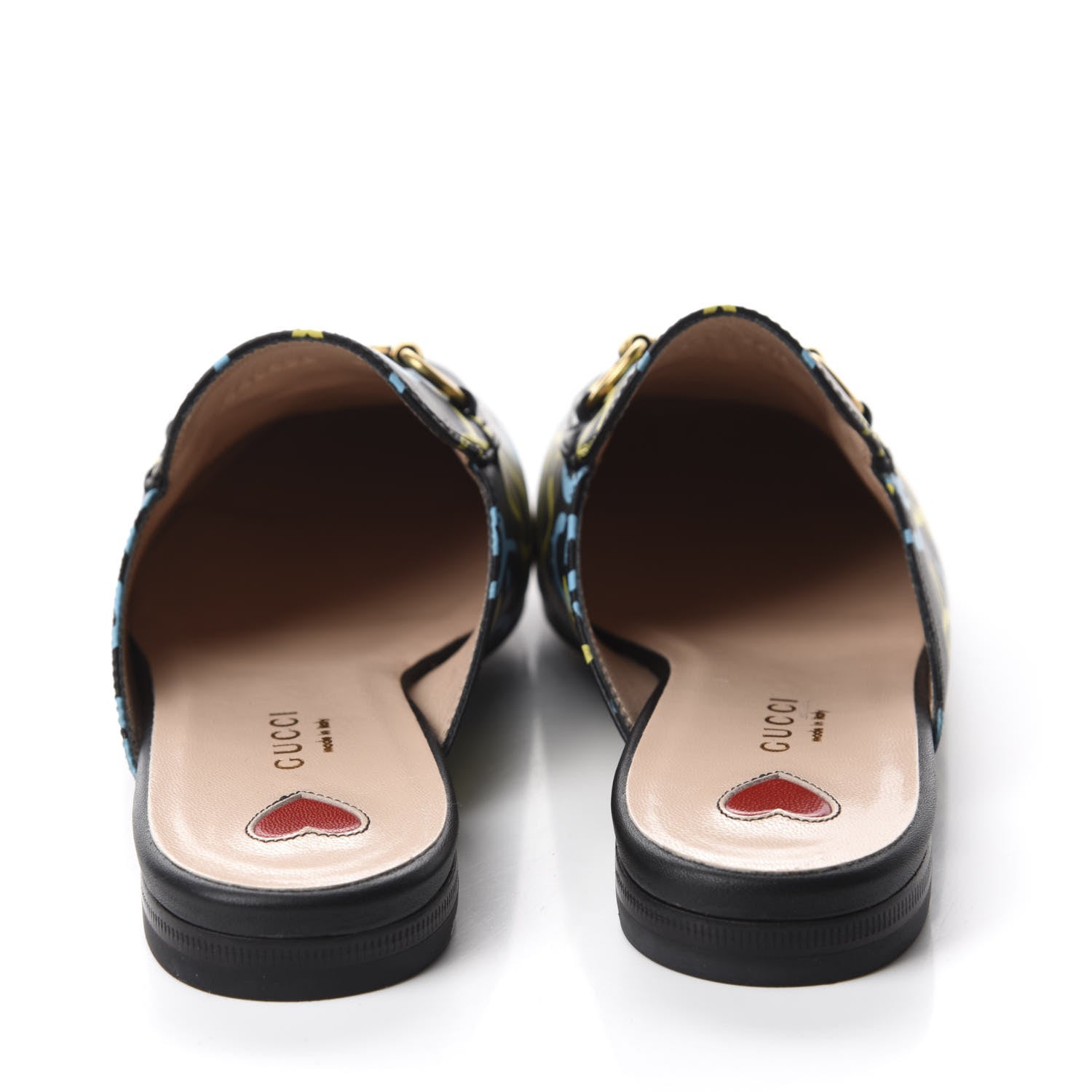 Gucci Calfskin GucciGhost Print Womens Princetown Slippers 36.5 Black New Acquamarine 5 of 10
