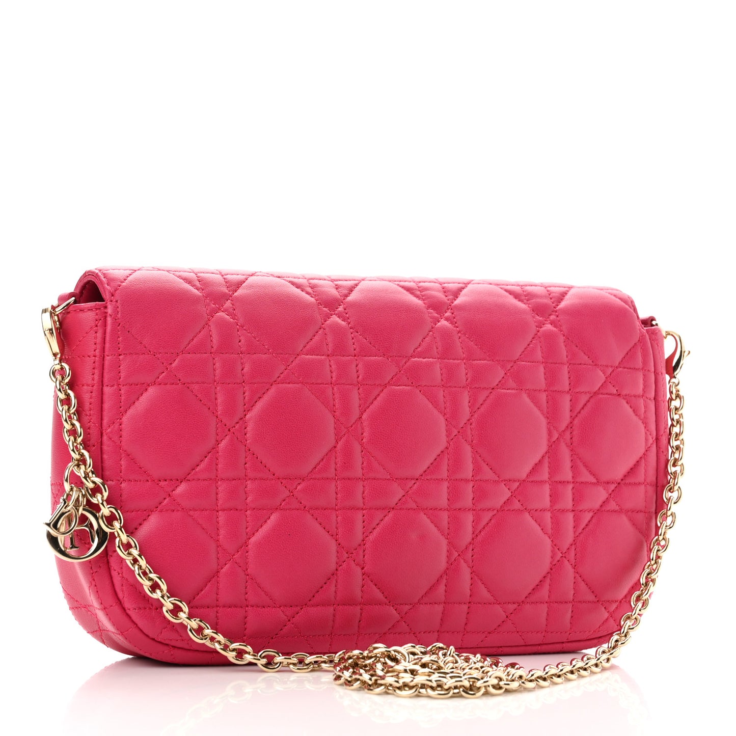 Lambskin Cannage Miss Dior Promenade Pouch Fuchsia