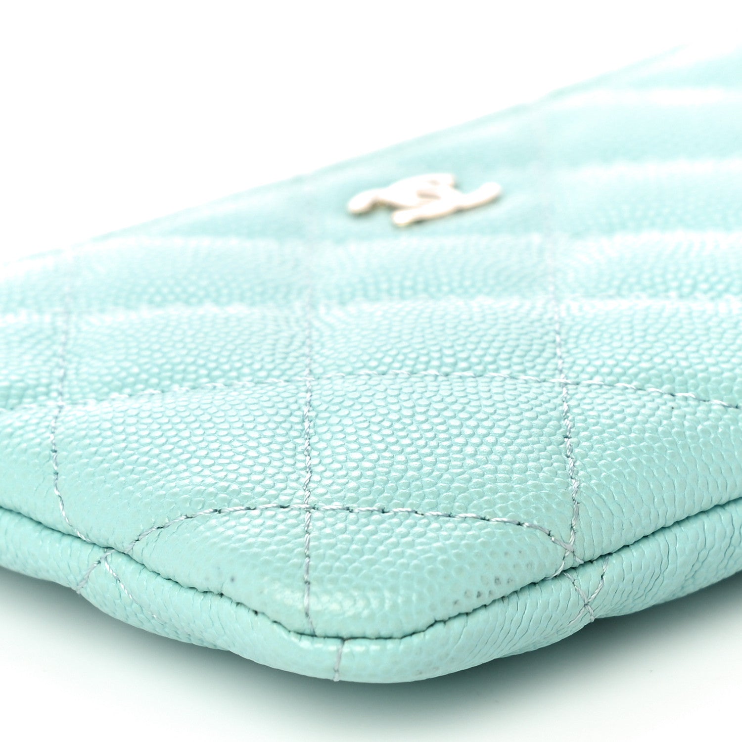 Chanel Caviar Quilted Small Cosmetic Case Light Blue 5 of 11