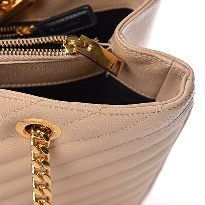 Saint Laurent Grain De Poudre Matelasse Chevron Monogram Shopping Bag Nude Powder 14 of 15