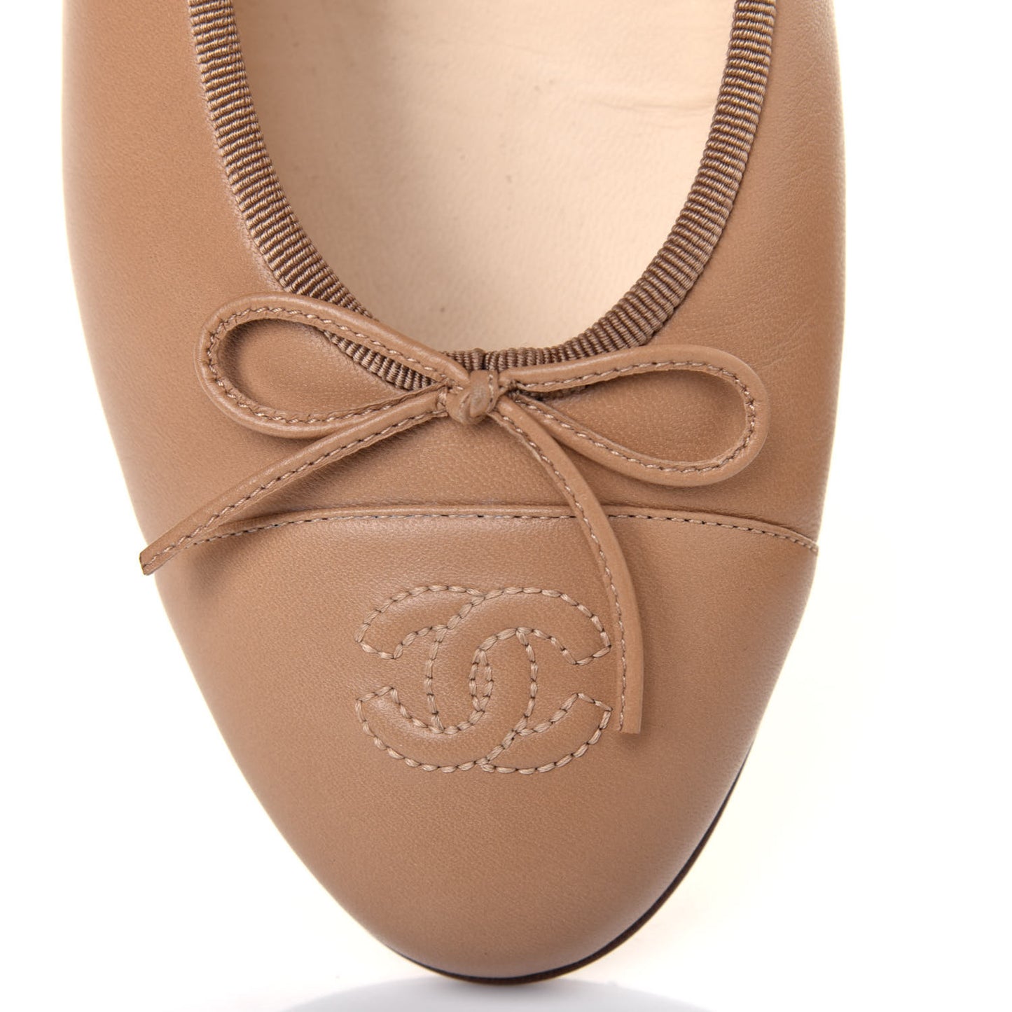 Lambskin Cap Toe CC Ballerina Flats 41 Beige