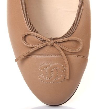 Chanel Lambskin Cap Toe CC Ballerina Flats 41 Beige 10 of 10