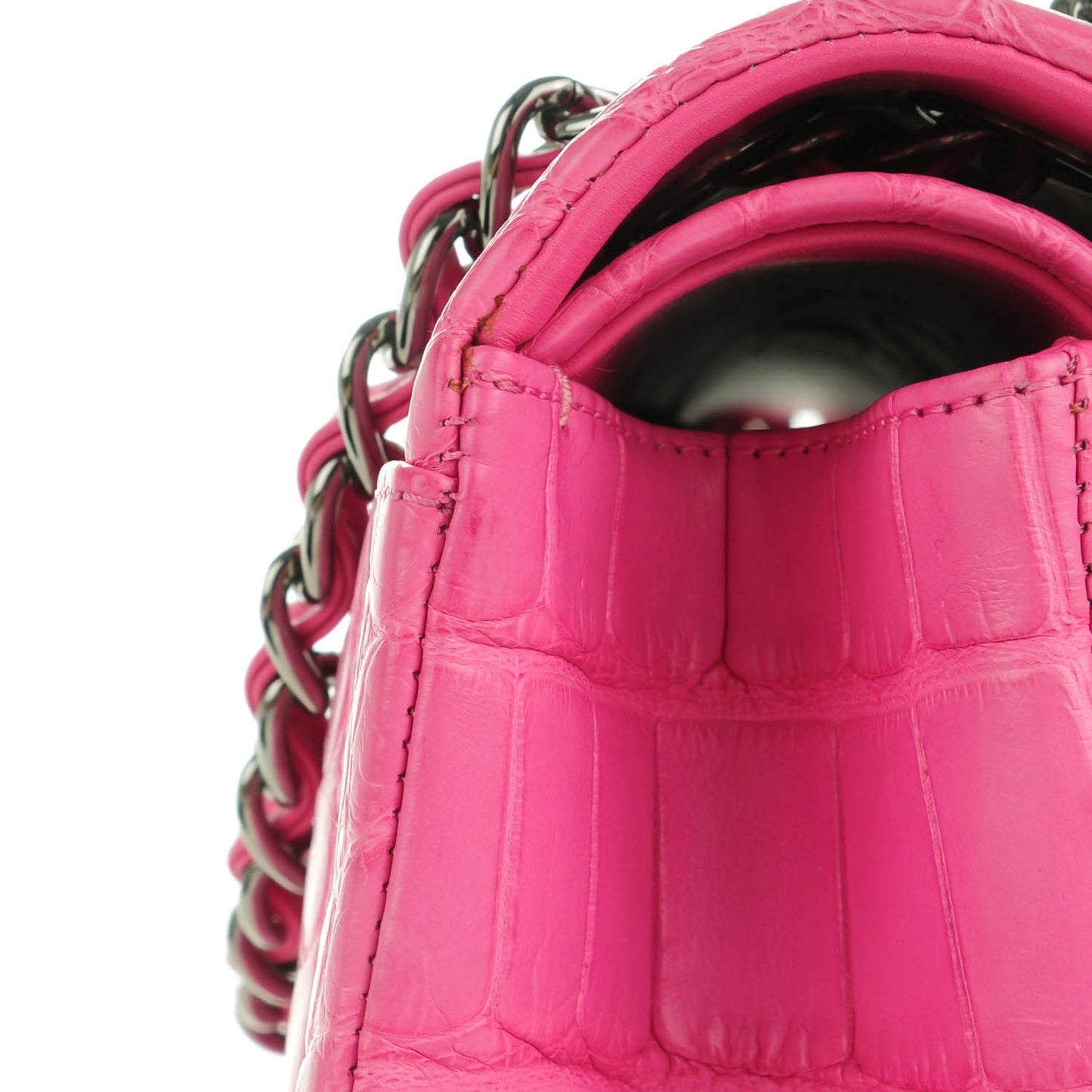 Matte Alligator Jumbo Double Flap Pink