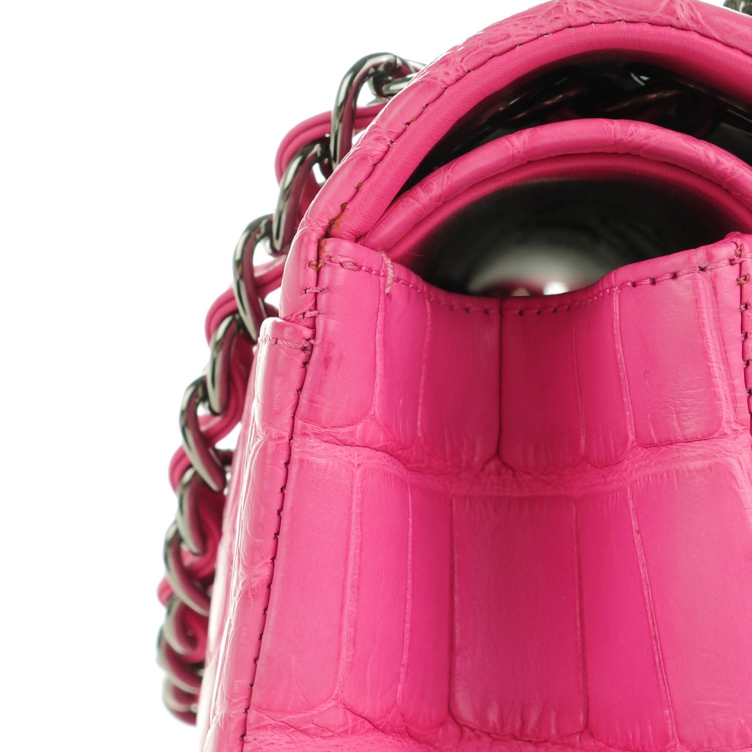 Chanel Matte Alligator Jumbo Double Flap Pink 12 of 12