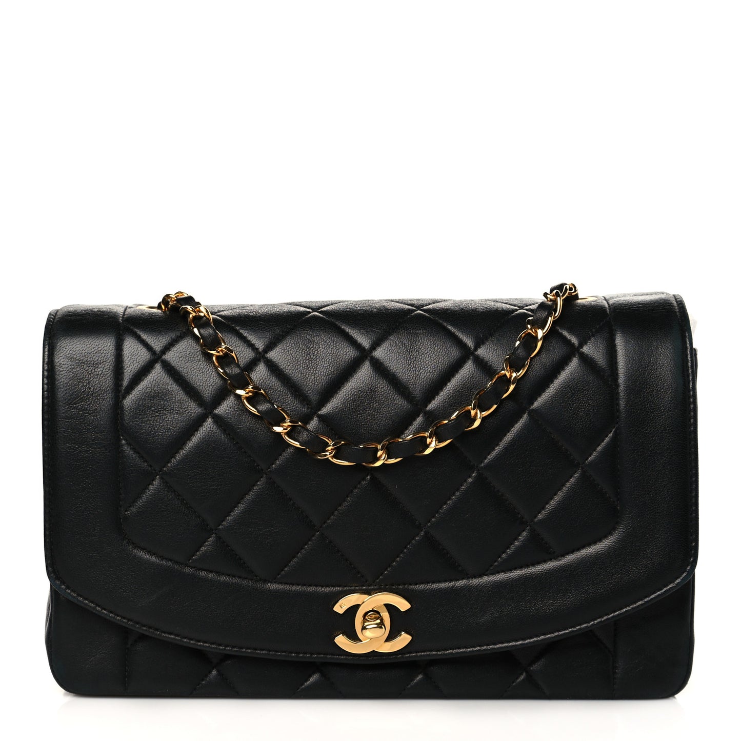 Lambskin Quilted Medium Single Flap Black