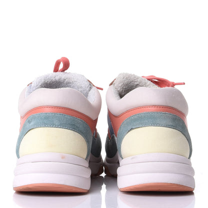 Chanel Nylon Lambskin Suede Calfskin CC Sneakers 36 Coral Light Blue White 6 of 10