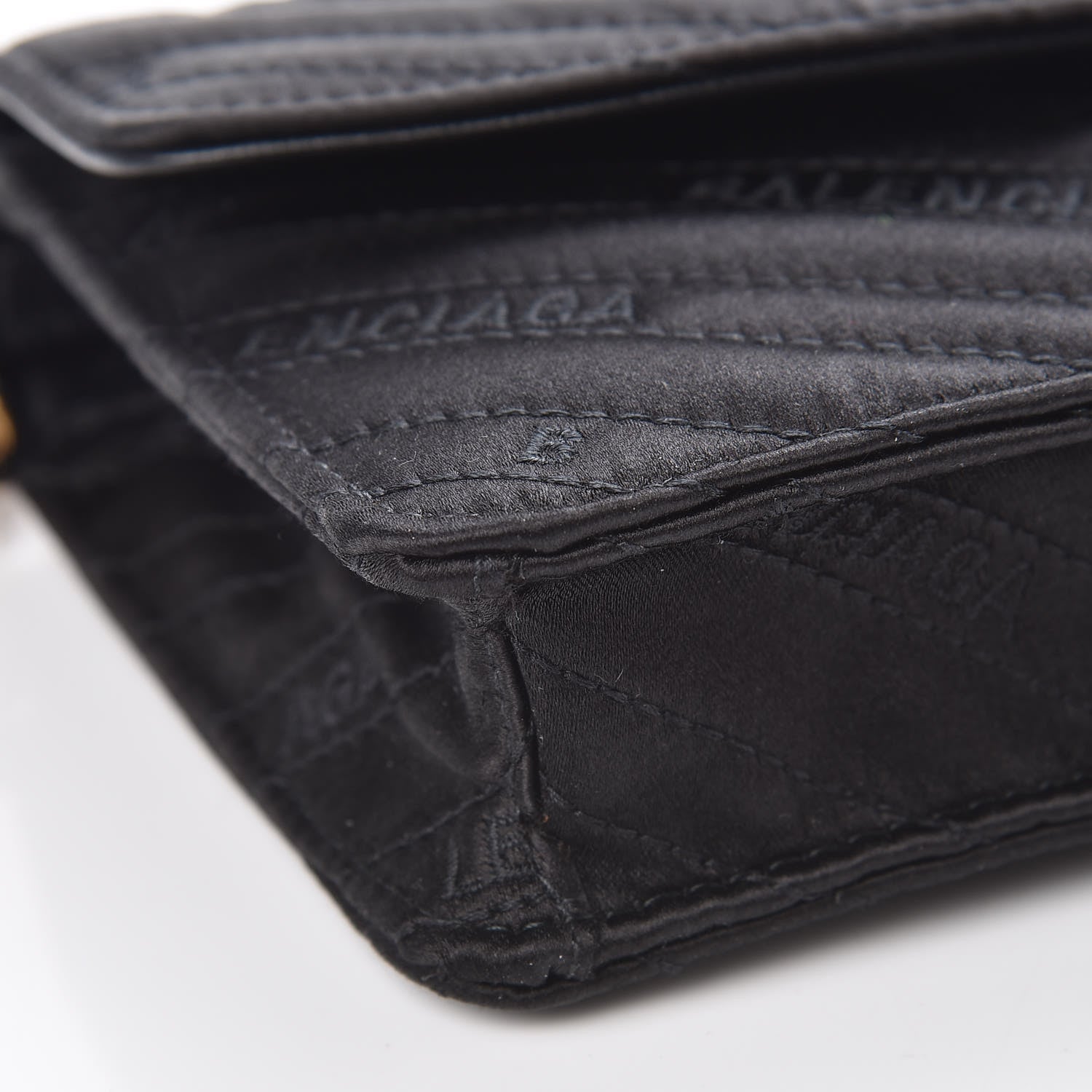 Balenciaga Satin Jacquard Logo Matelasse BB Wallet On Chain Black 7 of 8