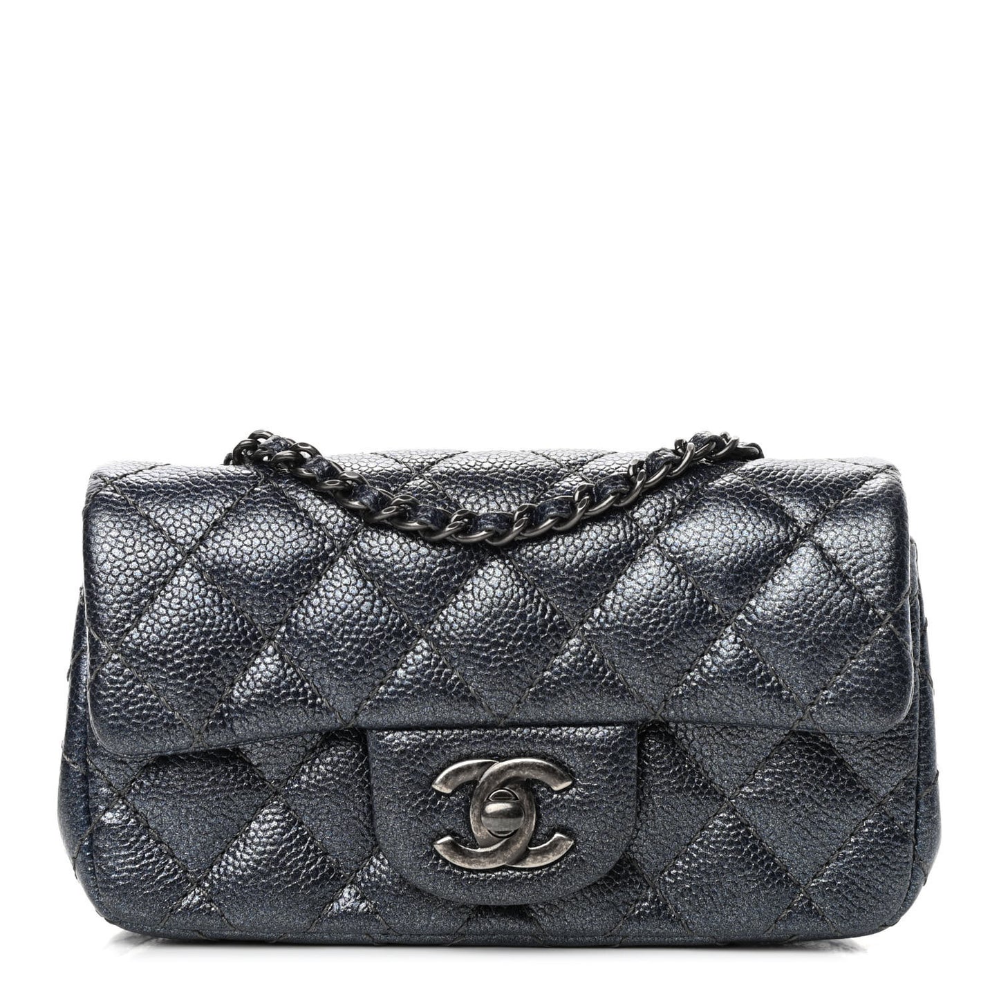 Metallic Caviar Quilted Extra Mini Flap Charcoal