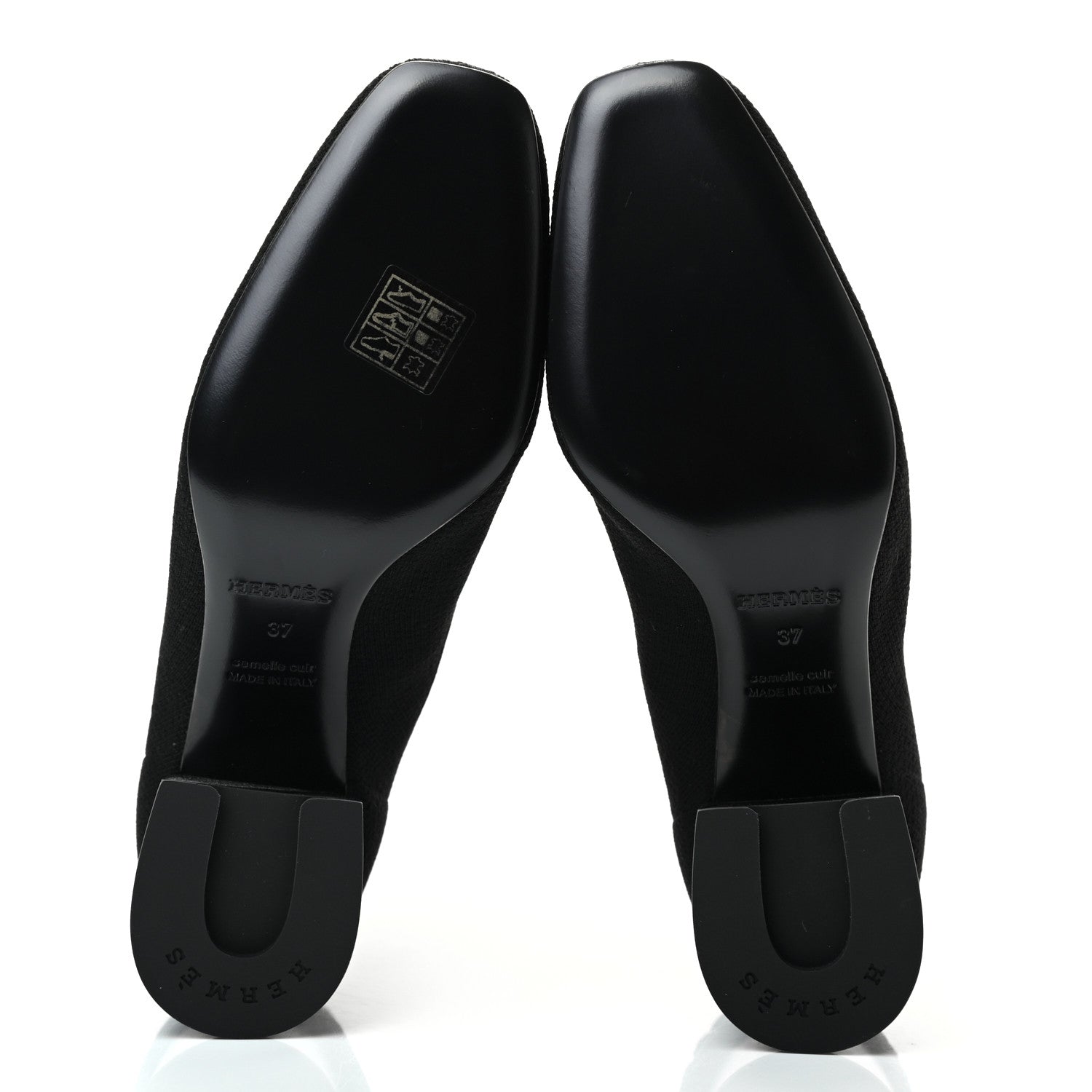 Hermes Knit Calfskin Volver Ankle Boots 37 Black 5 of 8