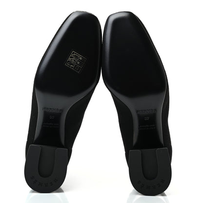 Hermes Knit Calfskin Volver Ankle Boots 37 Black 5 of 8