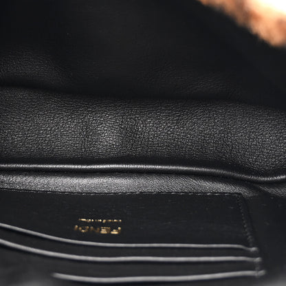 Fendi Shearling Vitello Dolce Macro FF 1974 Mini Baguette Tobacco Black 5 of 11