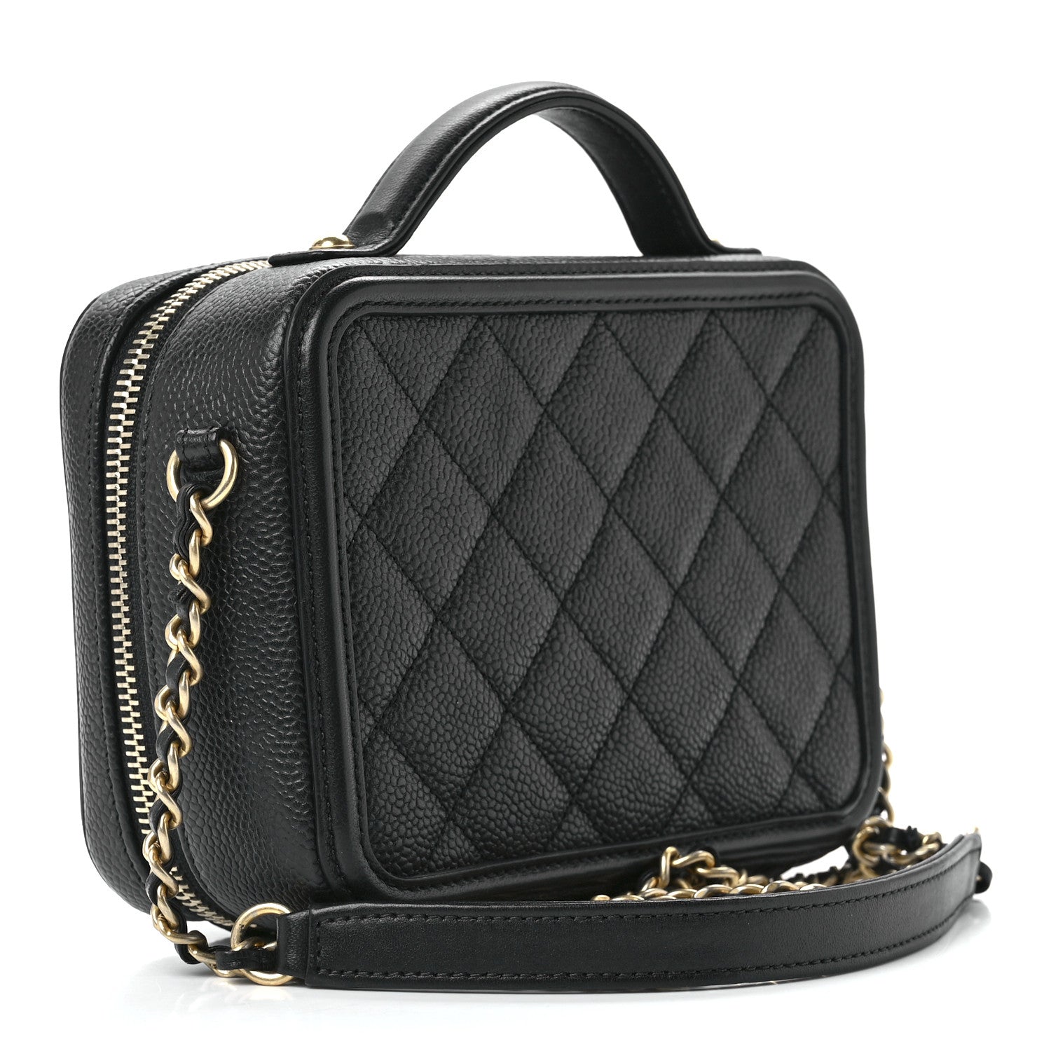 Chanel Caviar Quilted Small CC Filigree Vanity Case Black 3 of 12