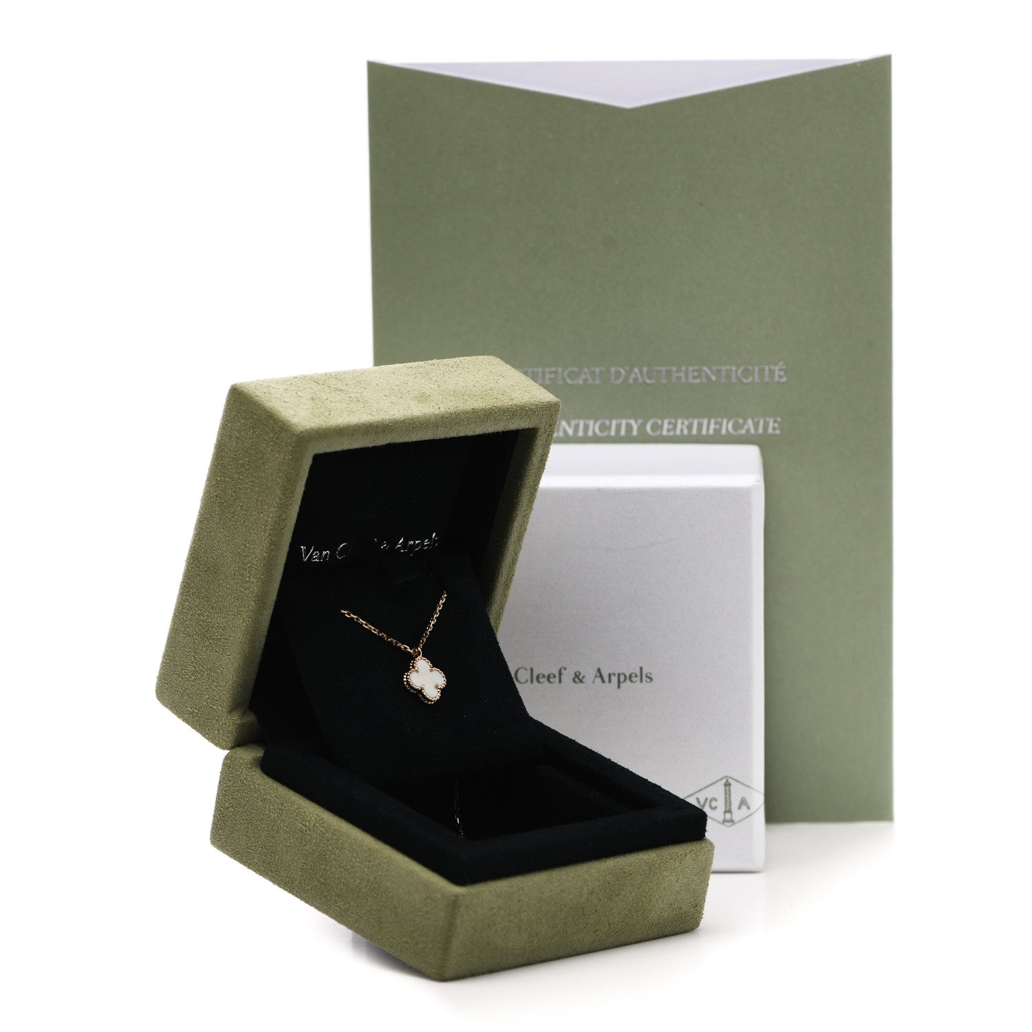 Van Cleef & Arpels 18K Yellow Gold Mother of Pearl Sweet Alhambra Pendant Necklace 6 of 6