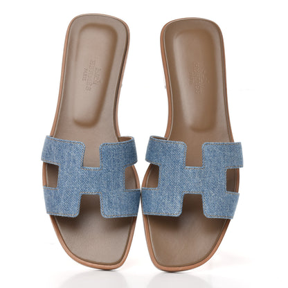 Hermes Denim Canvas Oran Sandals 36 Bleu Clair 5 of 9