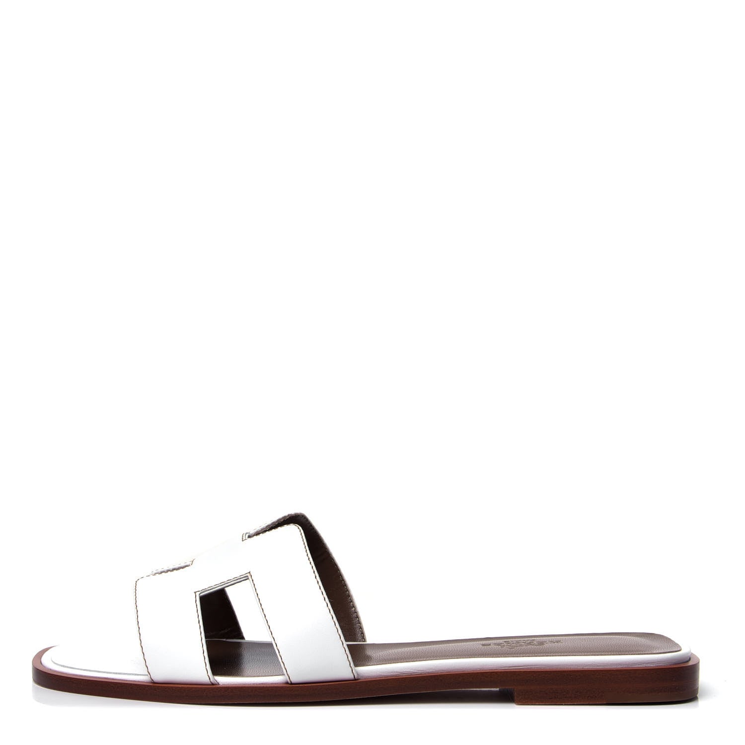 Hermes Box Calfskin Oran Sandals 38 White 1 of 6