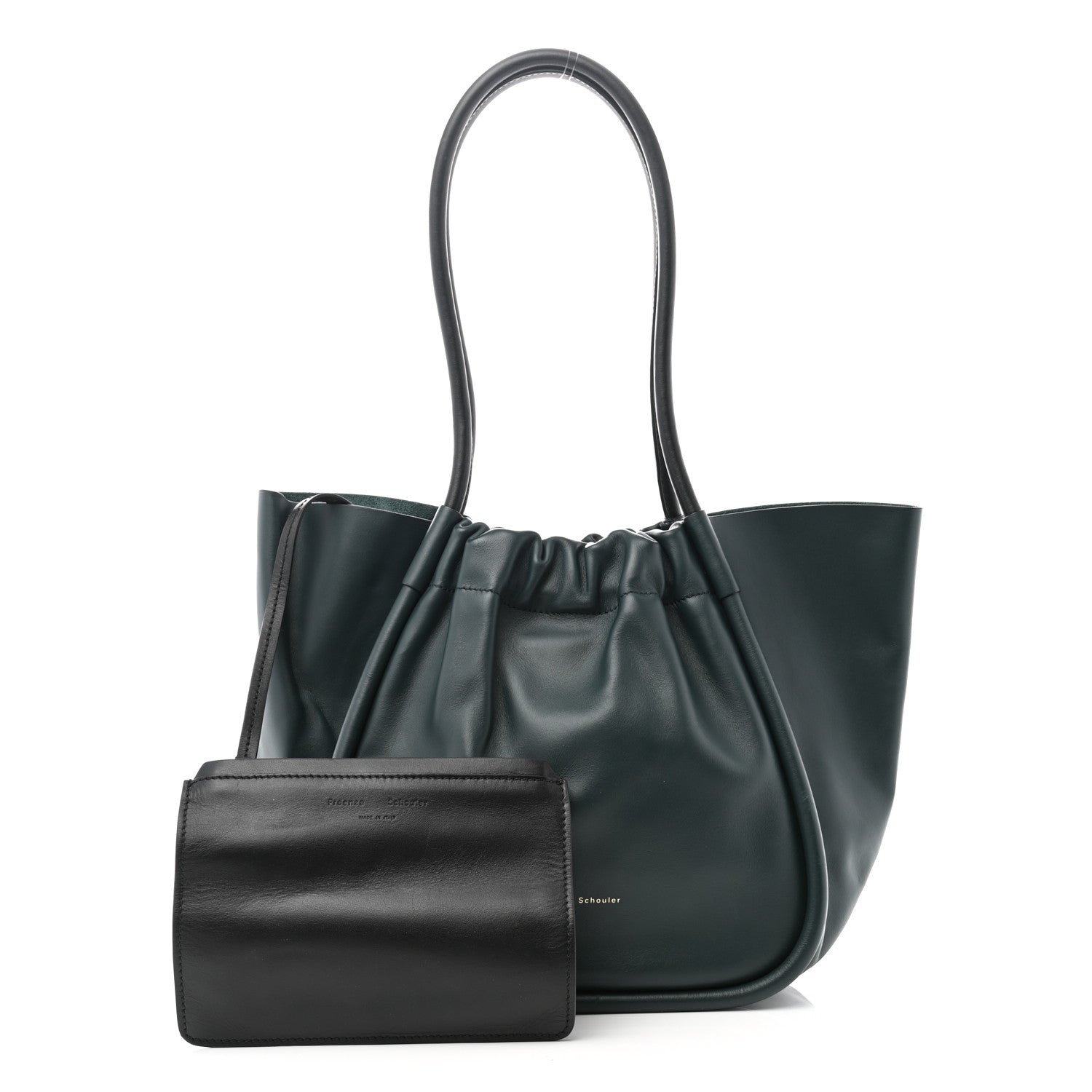 Proenza Schouler Calfskin Large Ruched Tote Petrol Green 1 of 13
