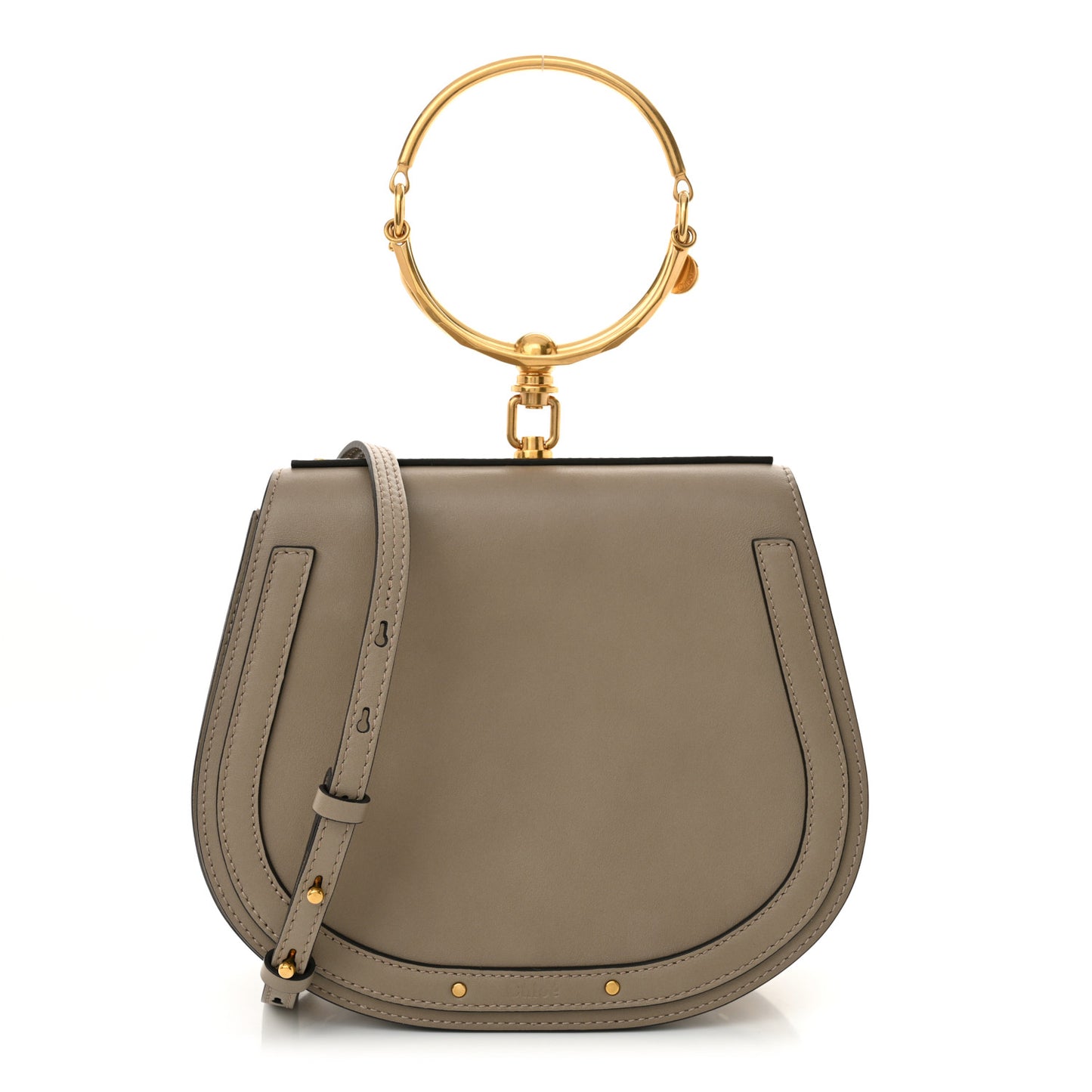 Calfskin Suede Medium Nile Bracelet Bag Motty Grey