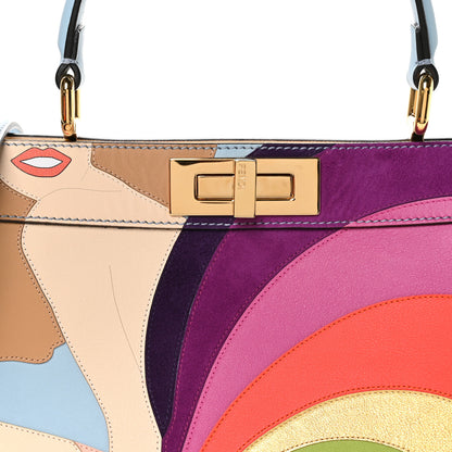Fendi Vitello Seta Nappa Bi-Color Rainbow Girl Inlay Medium Peekaboo I SEE U Satchel Azzurro Baby Multicolor 9 of 11