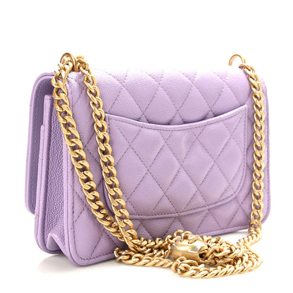 Chanel Caviar Quilted Sweetheart Wallet On Chain WOC Light Purple 3 of 11