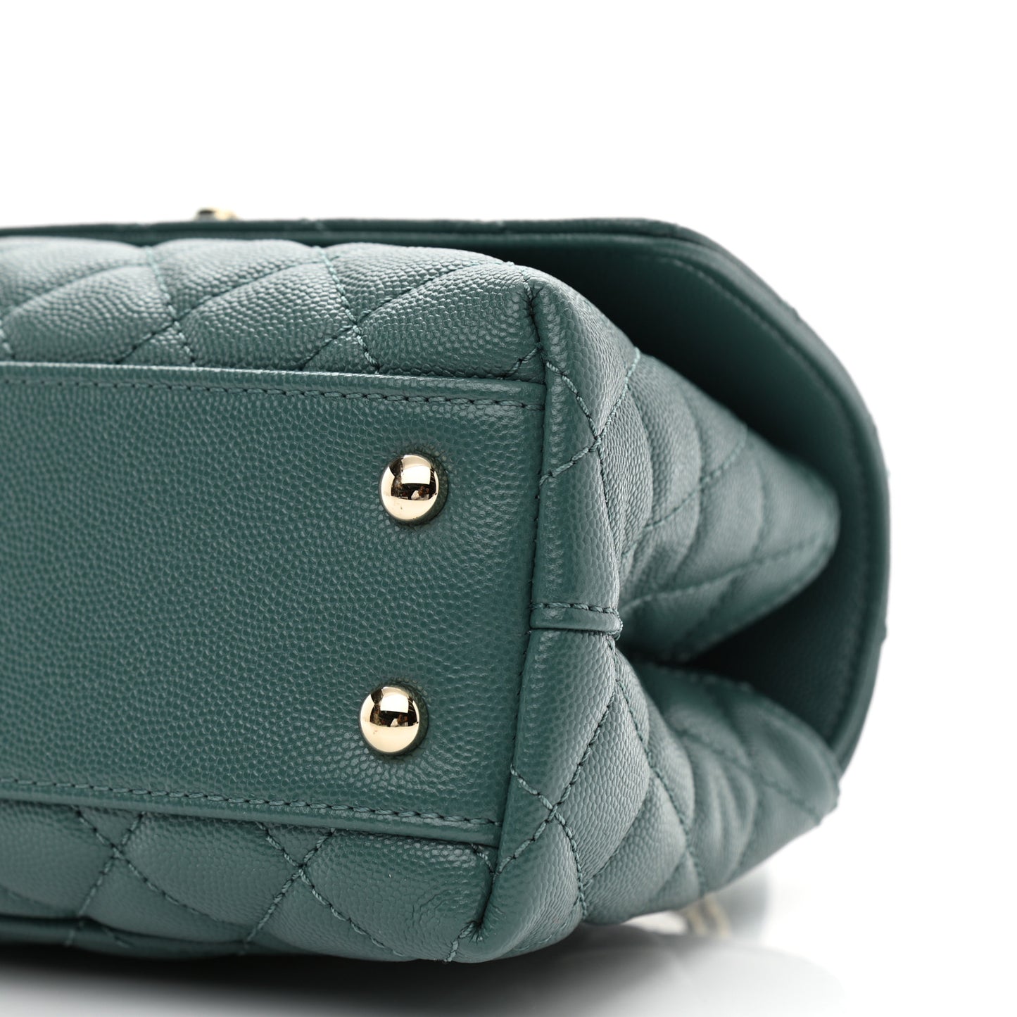 Caviar Quilted Mini Coco Handle Flap Green