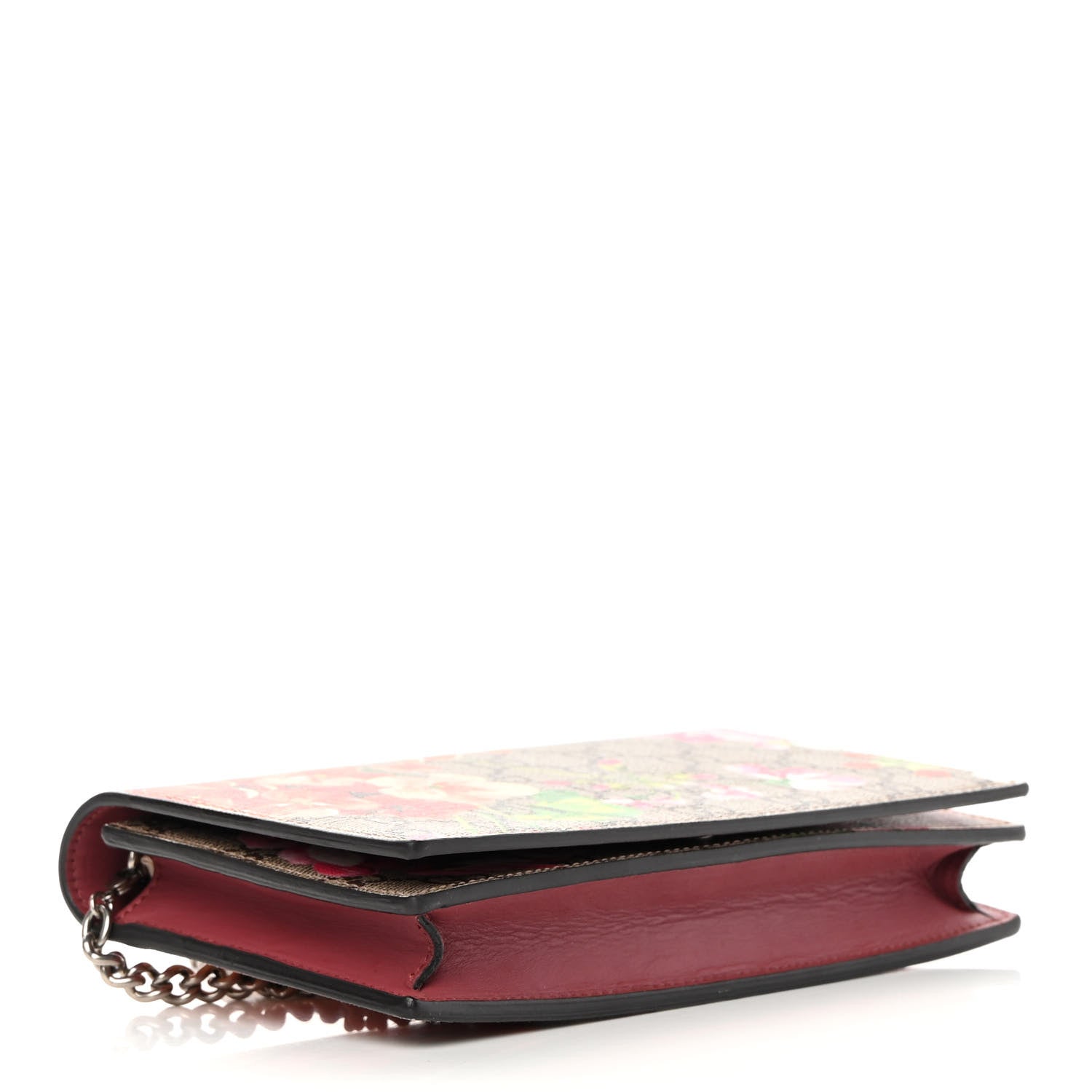 Gucci GG Supreme Monogram Blooms Chain Wallet Beige Multicolor Dry Rose 4 of 12