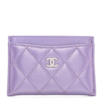 Chanel Metallic Lambskin Quilted Card Holder Light Purple 1 of 8