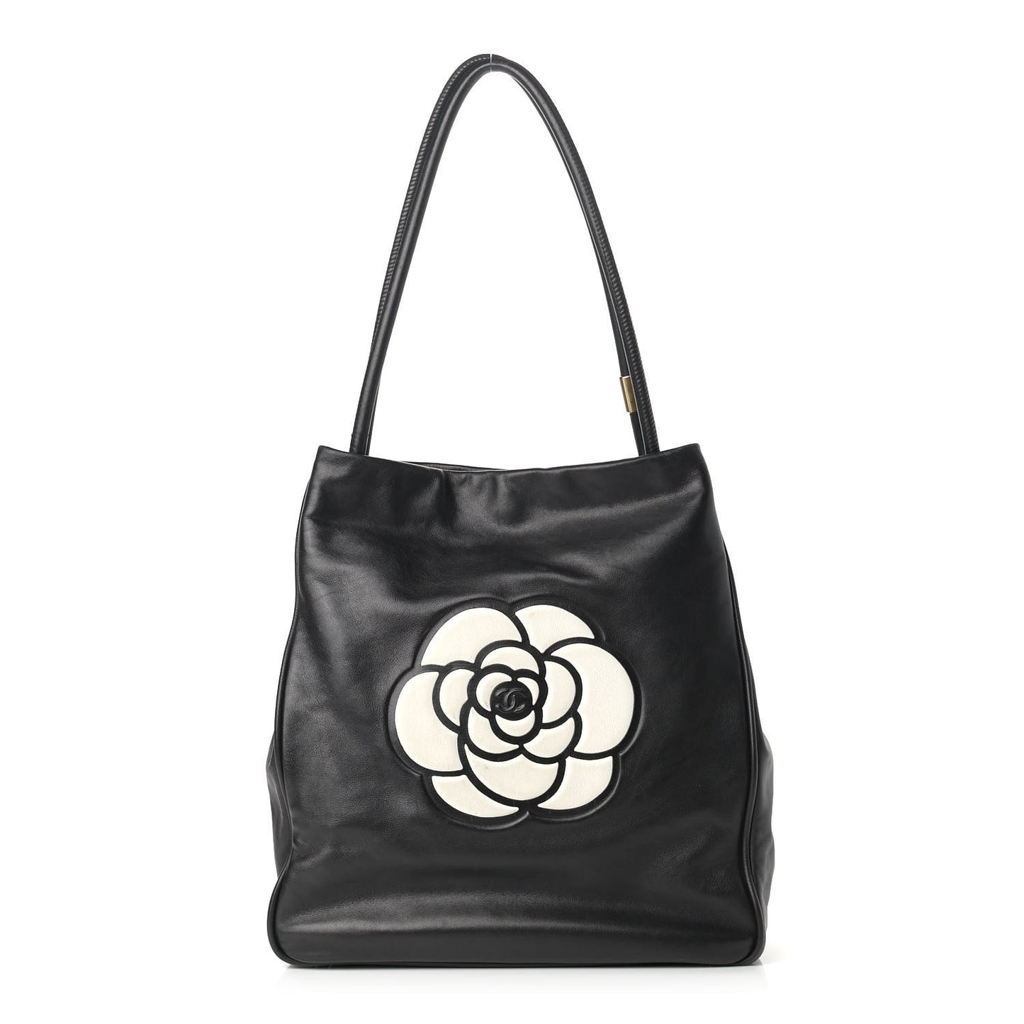 Lambskin Camellia Tote Black