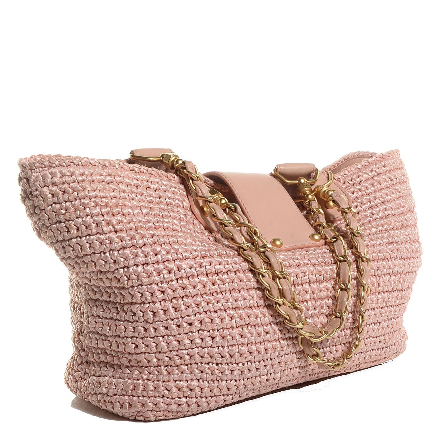 Straw Raffia Tote Pink